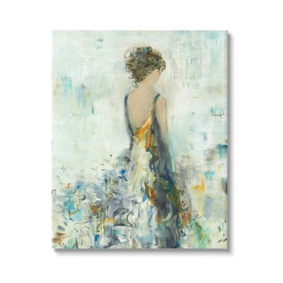 Stupell Industries Abstract Woman Floral Dress Gallery Wrapped Canvas Wall Art