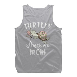 Men's Design By Humans Turtley Awesome Mom Turtle with Flower By animalshop Tank Top - 1 of 2