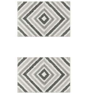 Unique Bargains Geometric Pattern Quick Dry Non-Slip Bathroom Mats 2 Pcs - 1 of 4