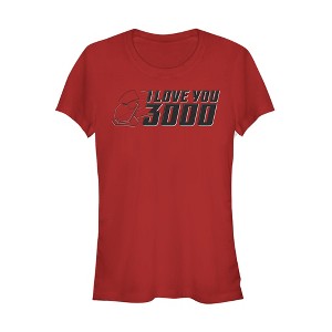 Juniors Womens Marvel Love You 3000 Iron Man Helmet T-Shirt - 1 of 3