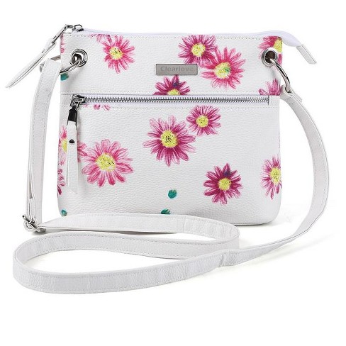 Cute Daisy Crossbody Bag with Zipper Pocket Thin Strap Bags Lightweight Travel bag Daily Cell Phone Purses Daisy White