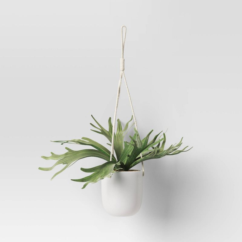 12&#34; Hanging Staghorn Fern Artificial Plant - Threshold&#8482;, 1 of 5