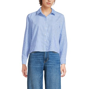 Lands' End Women's No Iron Boxy Cropped Shirt - 1 of 3