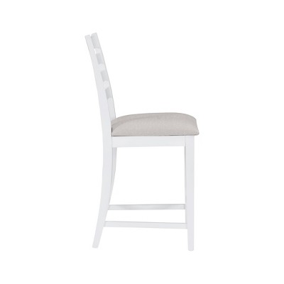 Set of 2 Off-White Upholstered Ladder Back Counter Stools