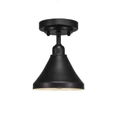 Toltec Lighting Vintage 1 - Light Flush Mount in  Dark Granite with 7" Dark Granite Cone Metal Shade Shade
