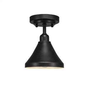 Toltec Lighting Vintage 1 - Light Flush Mount in  Dark Granite with 7" Dark Granite Cone Metal Shade Shade - 1 of 1