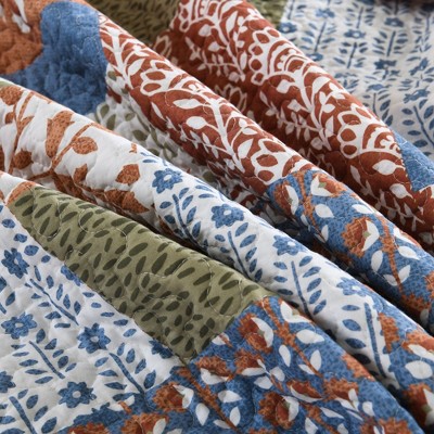 Marcielo 3 Piece Vintage Floral Patchwork Quilt Set Bedspread BY212 Colorful King — фото 8
