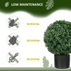 HOMCOM Set of 2 20.5" Artificial Ball Boxwood Topiary Trees with Pot, Indoor Outdoor Fake Plants for Home Office & Living Room Decor - 4 of 4