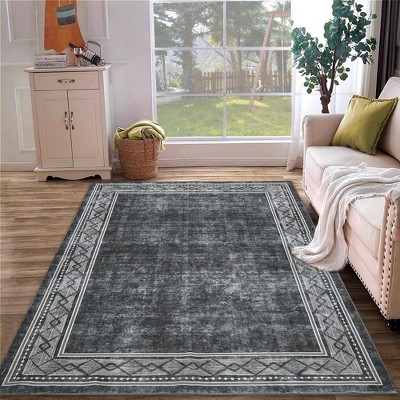 Area Rug Washable Rug Modern Borderd Rug Non Shedding Carpet Throw Rug for Bedroom Living Room