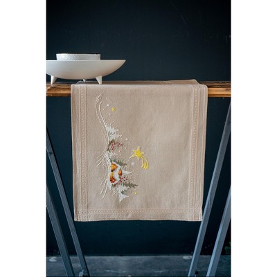 Vervaco Stamped Table Runner Cross Stitch Kit 16"X40"-Winter Landscape With Star
