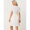 Allegra K Women's Spring Summer Floral Short Sleeve V Neckline Belted Knee Lenth Dress - 4 of 4