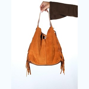 VALS - Camel Suede Leather Shoulder Bag (Women) camel suede standart - 1 of 4
