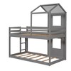 NicBex Twin over Twin Bunk Bed Roof Shape Loft Bed Pine Bed Frame with Windows, Sills, Ladder and Full Length Guardrail, No Box Spring Required - 3 of 4