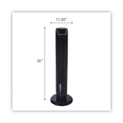 36" Black Plastic Oscillating Tower Fan with Remote Control