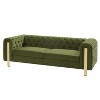 Okak Comfy Velvet Sofa 1pc with Tufted Backrest, Iron Legs Modern Loveseat Couch 3-seat for Apartments, living Room, Study, Green - 2 of 4