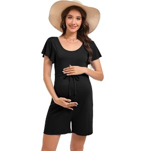 Maternity Dress Womens Jumpsuits Casual Summer Rompers Sleeveless Loose Baggy Overalls Jumpers with Pockets - 1 of 4