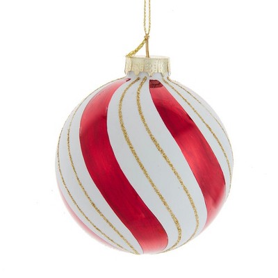 Kurt Adler 80mm Gold, Red And White Glass Ball Ornaments, 6 Piece Set ...
