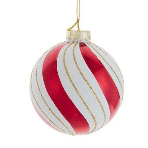 Kurt Adler 80MM Gold, Red and White Glass Ball Ornaments, 6 Piece Set - 1 of 4