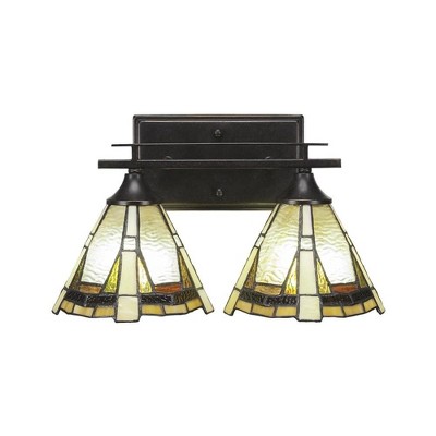 Toltec Lighting Uptowne 2 - Light Vanity in  Dark Granite with 7" Zion Art Glass Shade