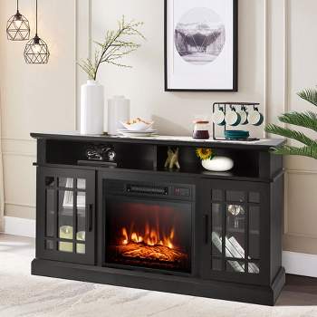 Costway 48'' Fireplace TV Stand W/ 1400W Electric Fireplace for TVs up to 50 Inches White / Natural / Black