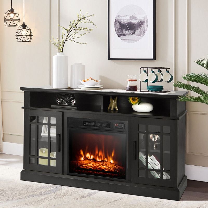 Costway 48'' Fireplace TV Stand W/ 1400W Electric Fireplace for TVs up to 50 Inches White / Natural / Black, 1 of 11