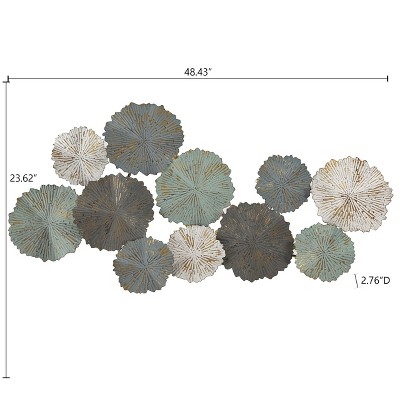 LuxenHome 48" Multicolor Metal Floral Wall Sculpture