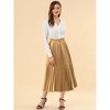 INSPIRE CHIC Women's Party Elastic Waist Metallic Shiny Accordion Pleated Midi Skirt - 3 of 4