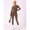 Allegra K Women's Stand Collar Ribbed One Piece Workout Fitness Full Body Shapers with Front Zipper - 4 of 4