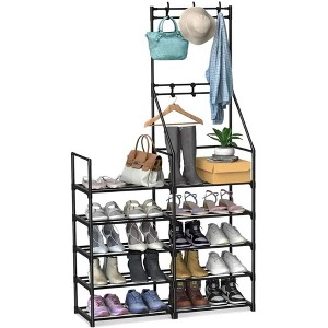 Double Row Hanging Shoe & Hat Rack - Space-Saving Entryway Organizer for Shoes, Hats & Clothing, Perfect for Hallways & Cloakrooms - 1 of 4