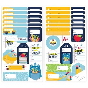 Big Dot of Happiness Back to School - Assorted First Day of School Classroom Gift Tag Labels - To and From Stickers - 12 Sheets - 120 Stickers - 1 of 4