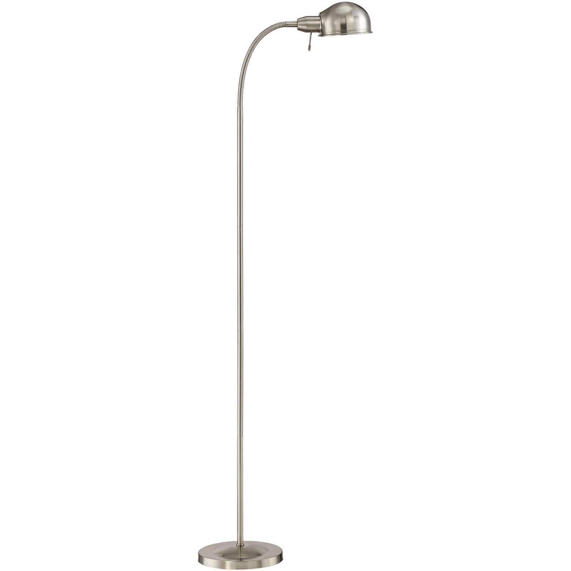 360 Lighting Ridley Modern Floor Lamp Standing 61" Tall Satin Nickel Metal Adjustable Gooseneck Arm for Living Room Reading Bedroom Office House Home