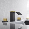 Sumerain 8" Widespread Bathroom Faucet 3 Hole Waterfall Basin Faucet Black and Gold Finish - 2 of 4