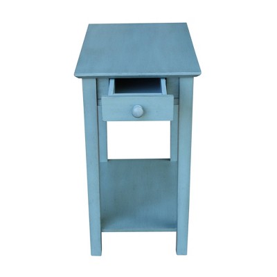 Ocean Blue Traditional Elegant Solid Parawood End Table with Storage