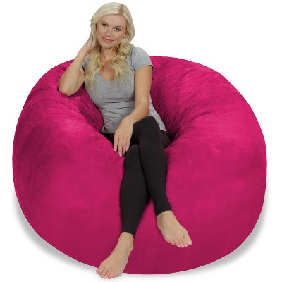 5' Large Bean Bag Chair with Memory Foam Filling and Washable Cover Fuchsia - Relax Sacks