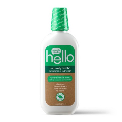 hello Naturally Fresh Antiseptic Mouthwash , Alcohol Free and Vegan - 16 fl oz