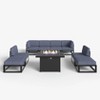 LayinSun 9-Piece Large Outdoor Modular L-Shaped Sectional Set with Propane Fire Pit Table - 2 of 4