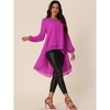 Seta T Women's Lantern Long Sleeve Round Neck High Low Irregular Hem Casual Blouse - 3 of 4