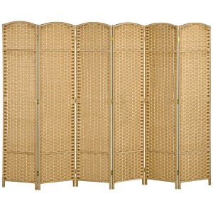 Aghana Digitals 4-Panel Freestanding Privacy Screen, 5.6' Tall Nature Wood Room Divider with Pine - 1 of 4