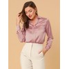 INSPIRE CHIC Women's Elegant V Neck Long Sleeve Office Work Satin Shirt - 3 of 4