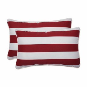 2pc Outdoor/Indoor Rectangular Throw Pillow Set Midland Americana Red - Pillow Perfect: Weather & Fade-Resistant - 1 of 4