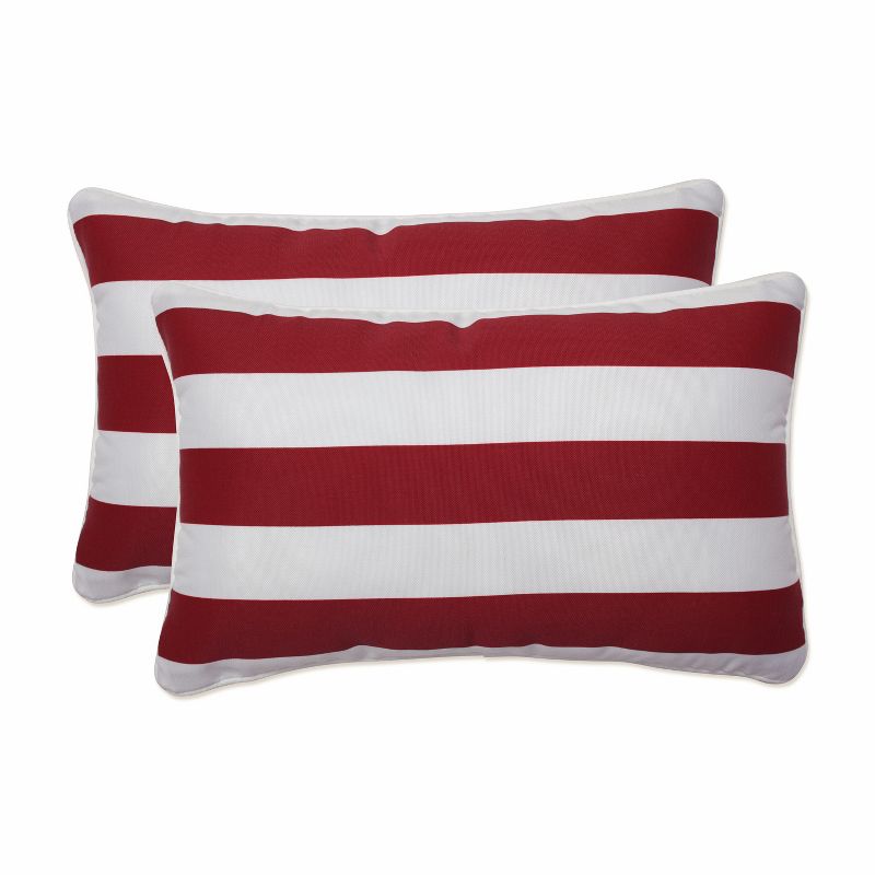 2pc Outdoor/Indoor Rectangular Throw Pillow Set Midland Americana Red - Pillow Perfect, 1 of 8