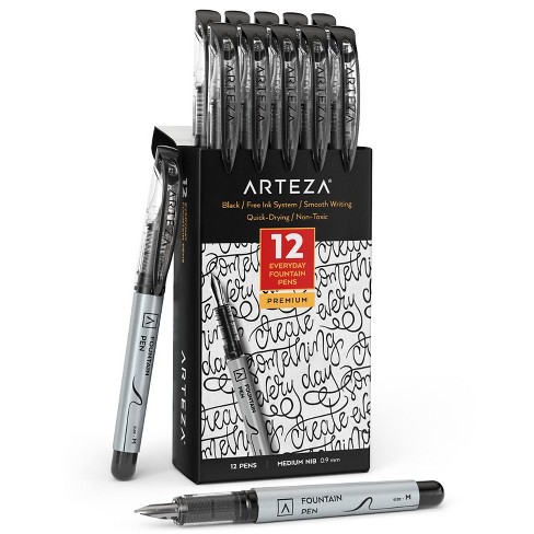 Arteza Disposable Fountain Pens, Black - 12 Pack : Target
