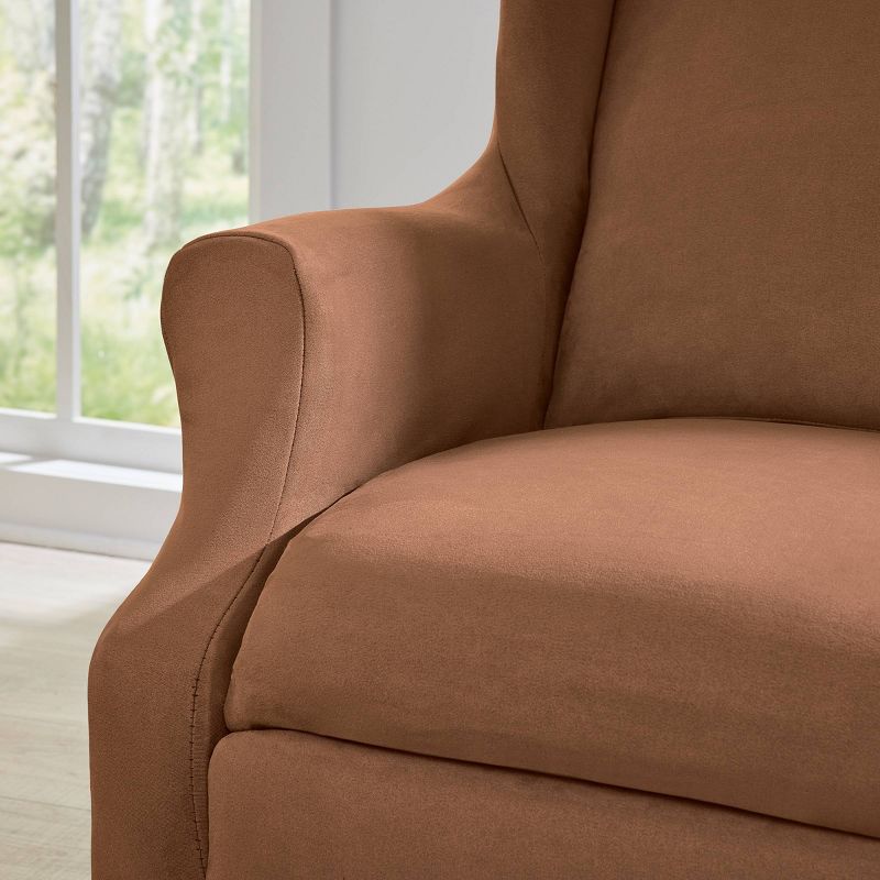 Sure Fit Ultimate Stretch Suede Wingback Chair Recliner Chair Cover, 2 of 7