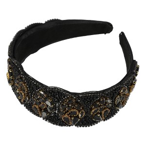 Unique Bargains Women's Bling Rhinestone Wide Edge Headband 5.12"x1.89" 1Pc - 1 of 4