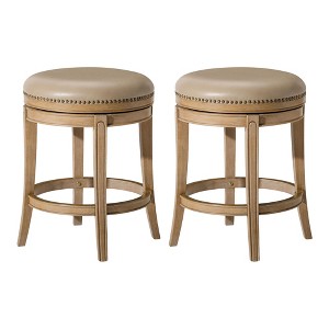 Maven Lane Alexander Rotating Backless Kitchen Stool in Vegan Leather Seat, Set of 2 - 1 of 4