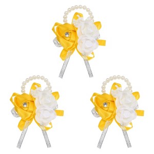 Unique Bargains Decorative Wedding Prom Party Artificial Rose Wrist Corsages - 1 of 3