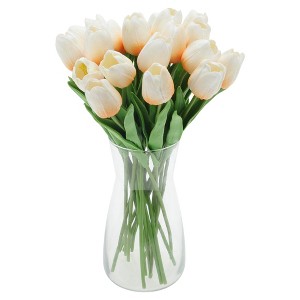 Unique Bargains Christmas 20 Pcs Artificial Flowers Fake Tulips for Wedding Rooms Home Hotel Party Decoration Light Champagne - 1 of 4
