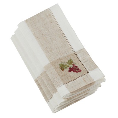 Saro Lifestyle Grape Embroidery Hemstitch Table Napkins (Set of 4)