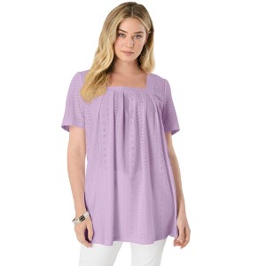 Roaman's Square Neck Eyelet Tunic - 1 of 2