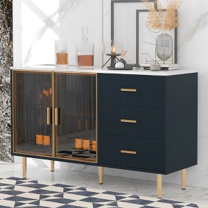 Okak 60" Large Coffee Bar Freestanding Storage for Kitchen, Cabinet Buffet Table with Acrylic Doors - 1 of 4